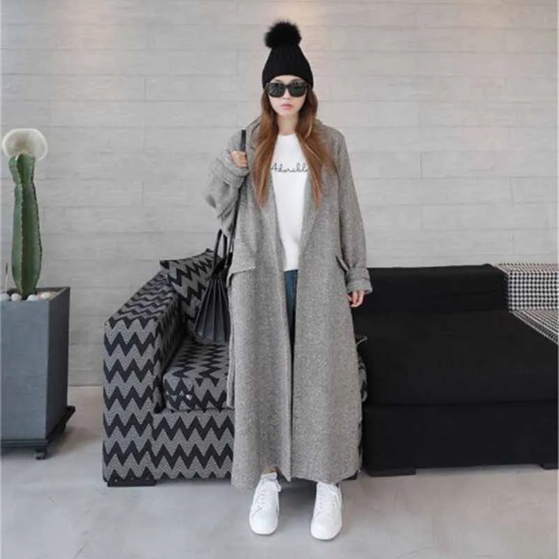 Женское шерстяное пальто с разрезом на подоле длинное поясом верхняя одежда