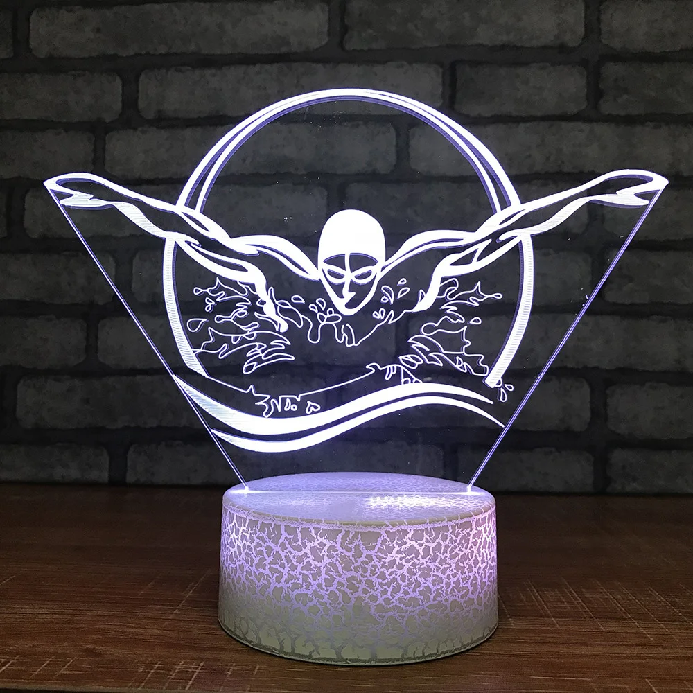 

Bedroom Office 7 Colorful Change 3D Led Swimming Night Light Usb Desk Table Lamp Home Decoration Children Lighting Fixture Gifts