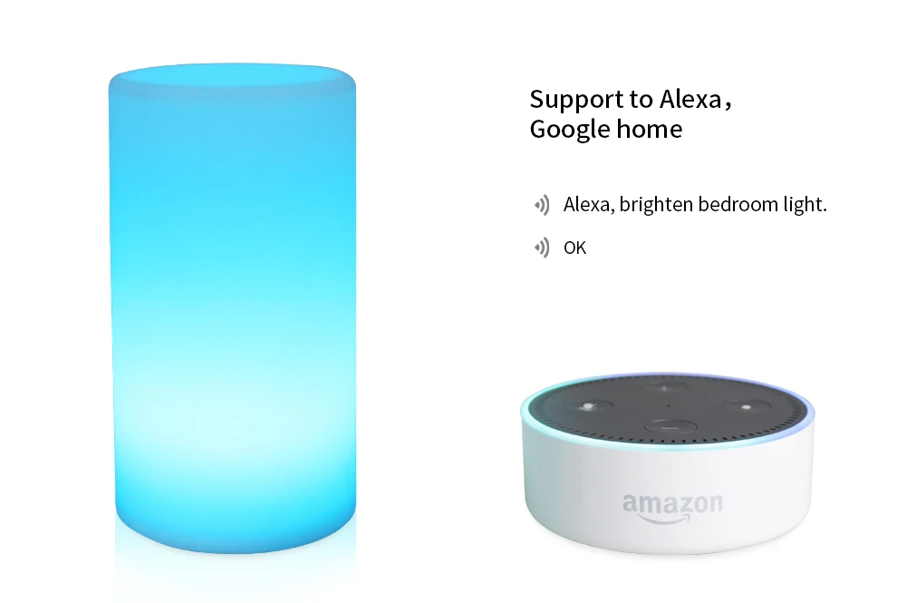 Цилиндрическая форма WiFi умная настольная лампа, совместимая с Alexa Голосовое управление, ручной сенсорный светодиодный Ночной светильник, светодиодный светильник с помощью приложения
