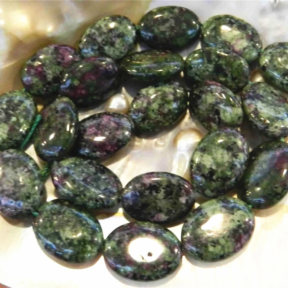 13x18mm Red Green stone Zoisite Egg Oval Shape Loose Beads jewelry making Free Shipping Fine Jewelry Making 15inch MY4206|beads making|loose