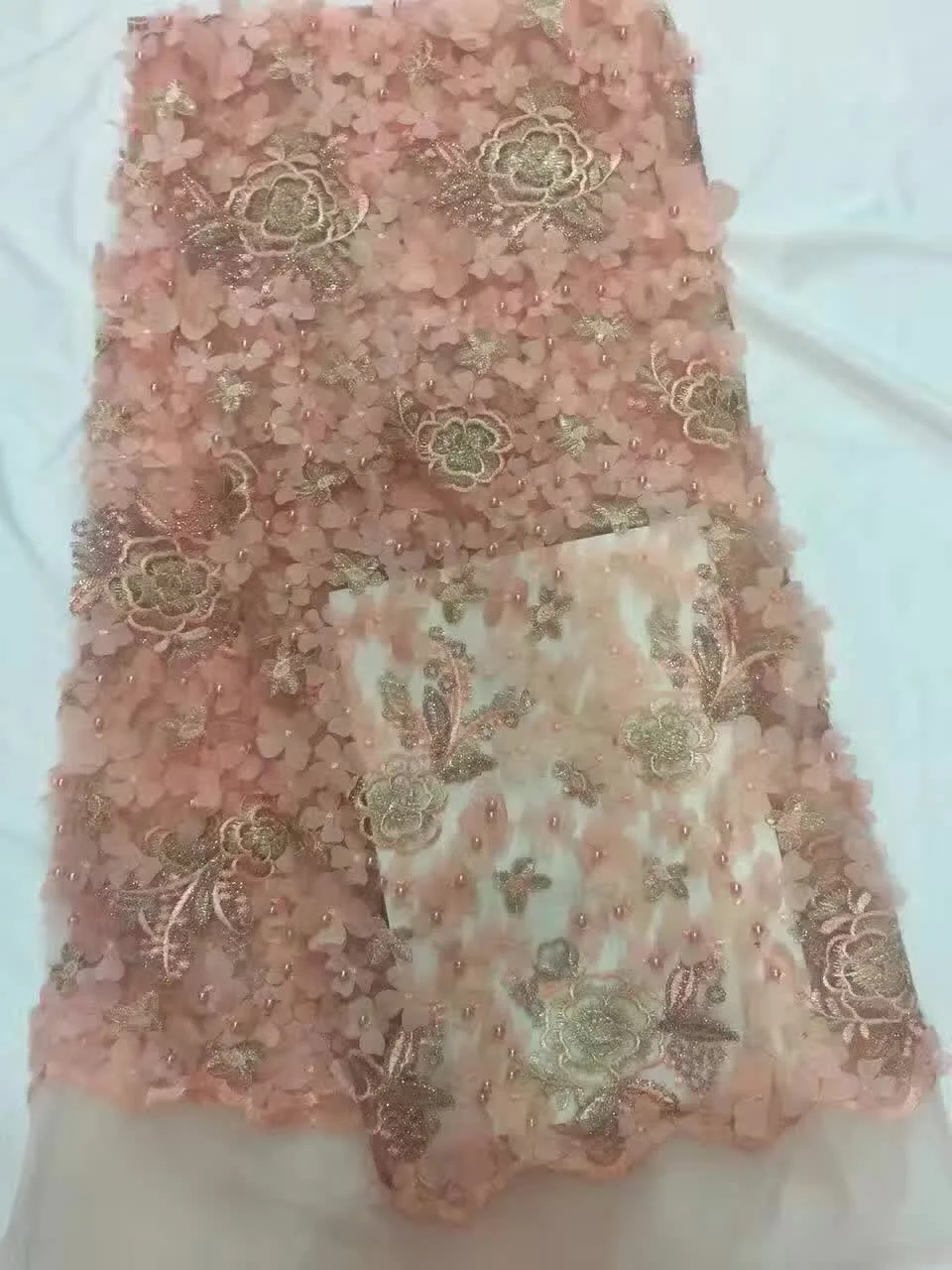 African Pearl stone High Quality Net Lace French Voile Guipure tulle mesh Fabric For dress with beads in black HY29-974 | Дом и сад