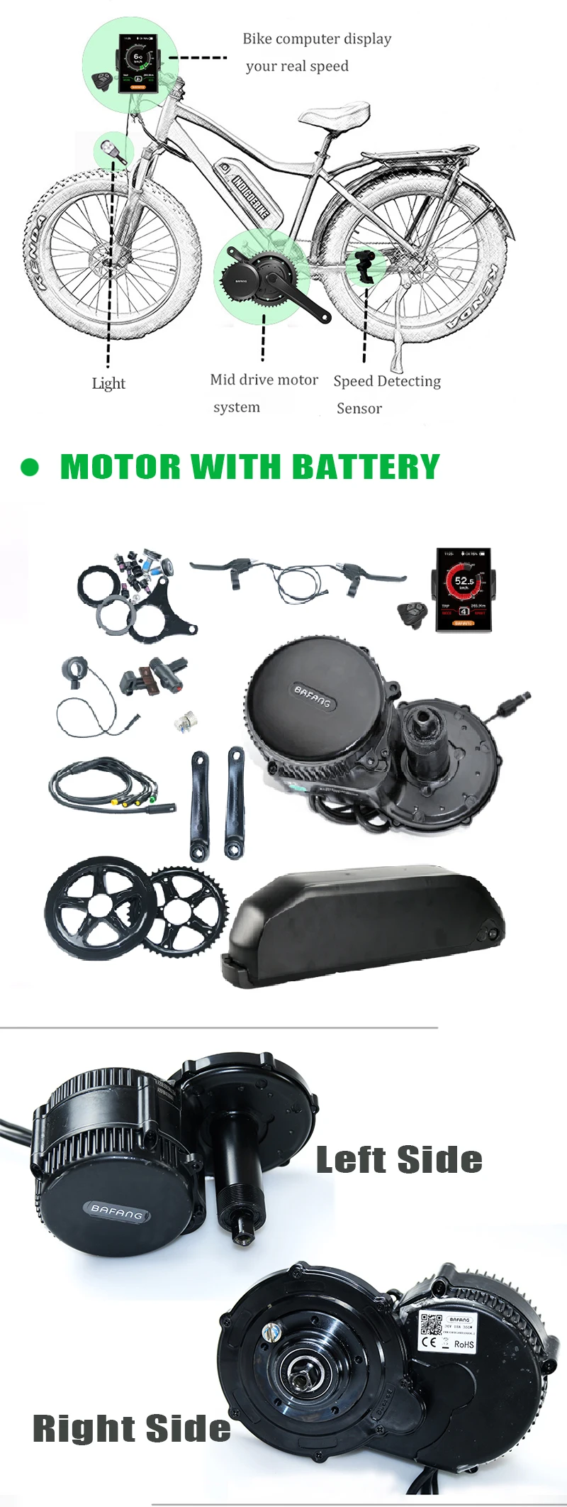 8Fun BBS01 Bafang Середина привода двигателя 36 В 350 Вт Электрический мотор Bafang с батареей 36 В 20AH Электрический двигатель для велосипеда комплект для электровелосипеда