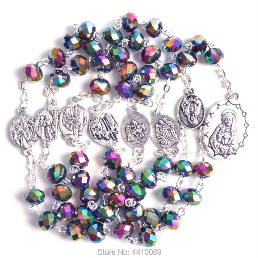 Новое модное ожерелье Семь соров религиозные красочные граненые эллиптические