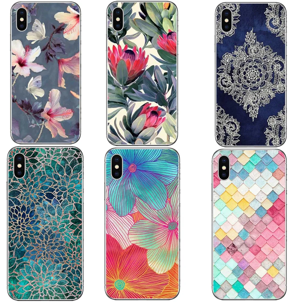 Красивый цветочный чехол для телефона iPhone 7 Plus 6 6s 5 5S SE цветные весы мягкий