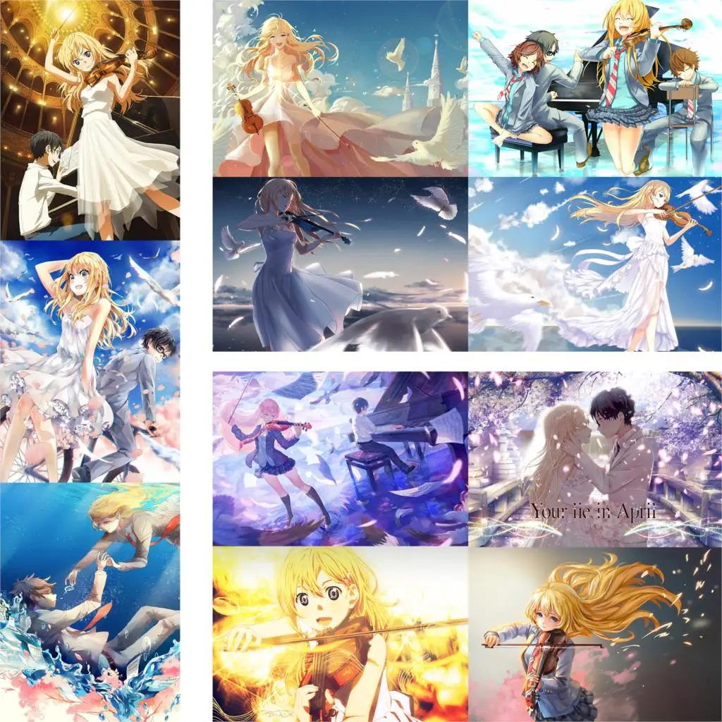 Постеры Your Lie в апреле Мультяшные наклейки на стену яркие цвета высокое