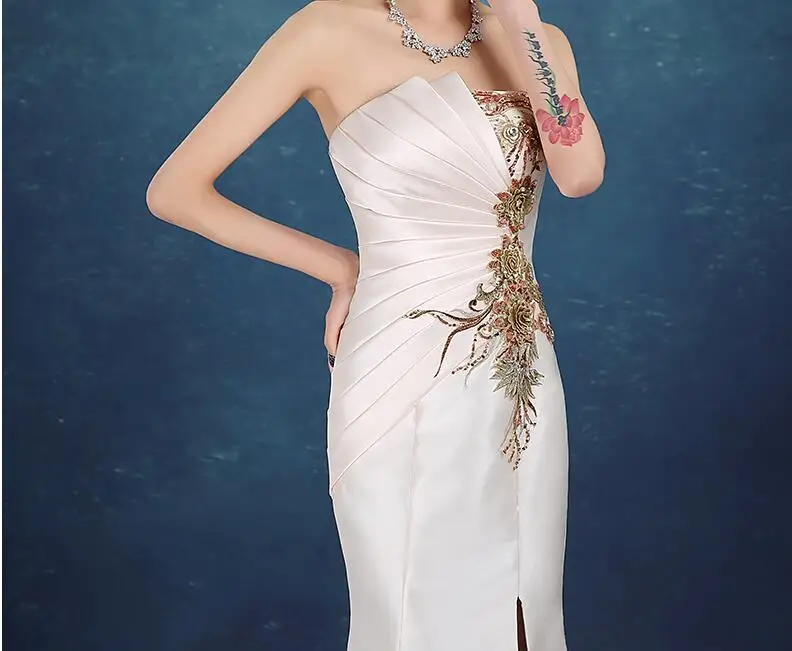 2017 Bridesm soft silk Celebrity Dresses trailing Fish tail Evening Slim Highlight temperament party Dress summer | Свадьбы и