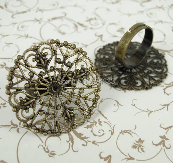 Пустая Безель кольцевые базы w/ 31 мм круг полые филигранные Цветочные поддоны