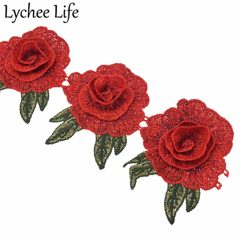 Lychee Life вышитые цветы отделка ленты красочные полиэстер кружево DIY ручной работы швейное платье одежда поставки украшения