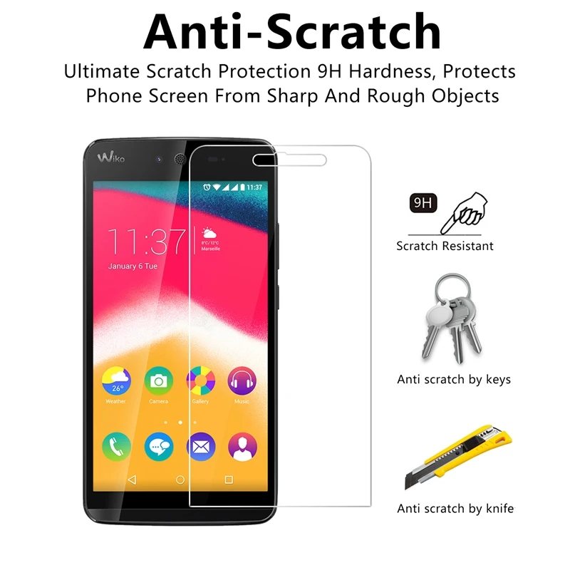 

5 PCS Tempered Glass Film for Wiko Rainbow Jam 2.5D 9H Screen Protector Explosion-proof Front LCD pelicula de vidro GUARD