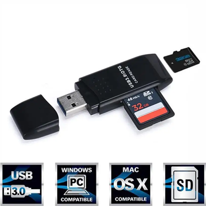 Высокоскоростной MINI 5 Гбит/с Суперскоростной USB 3 0 Micro SD/SDXC TF кардридер адаптер