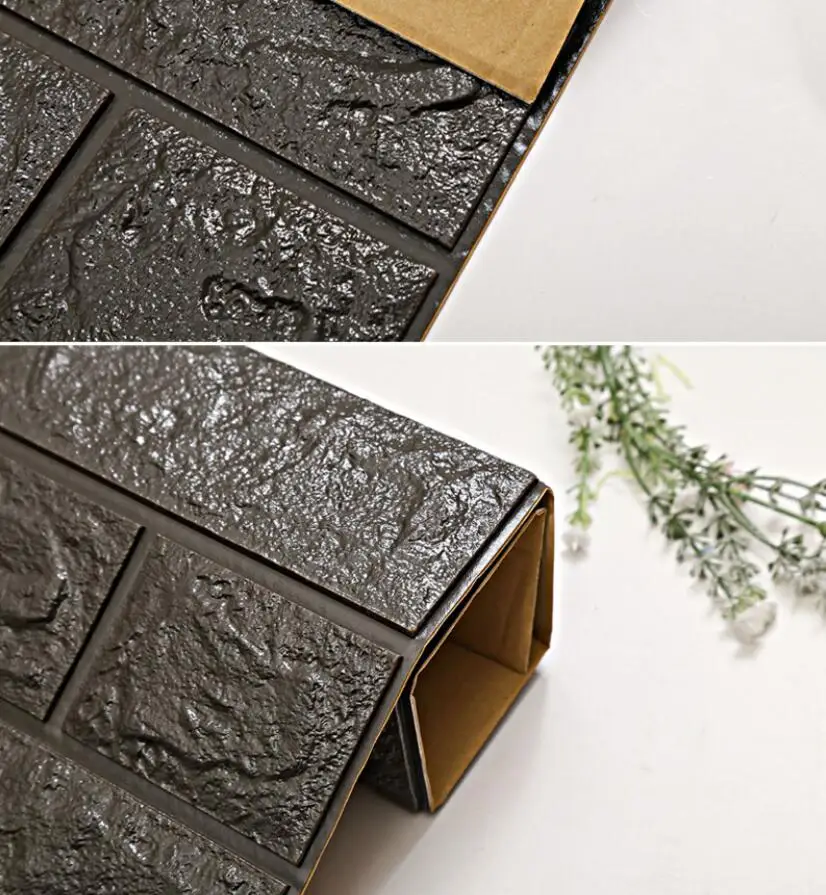 Diy Детская комната 3d Кирпич из вспененного полиэтилена панели обоев домашние мягкие украшения стены Бумага самоклеящаяся с рисунком кирпичи Papel де W109 - Цвет: Черный