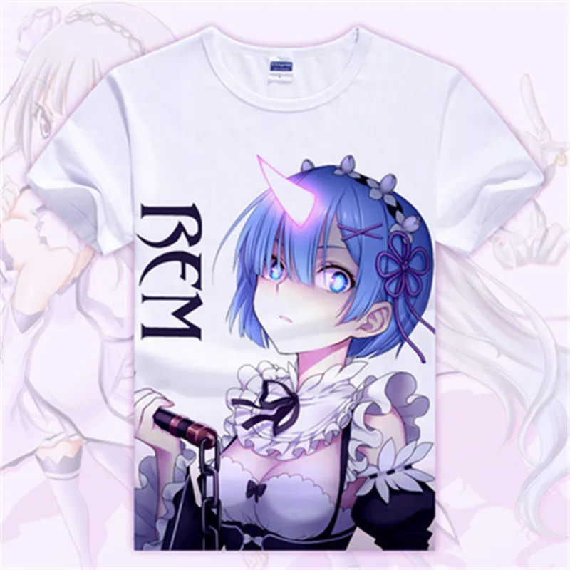 Re:Zero Kara Hajimeru Isekai Seikatsu футболка аниме Эмилия Рем маскарадная студенческие топы с