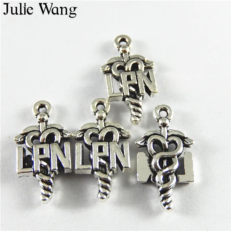 Браслеты и подвески Julie Wang 10 шт. символы медсестры LPN из сплава под античное