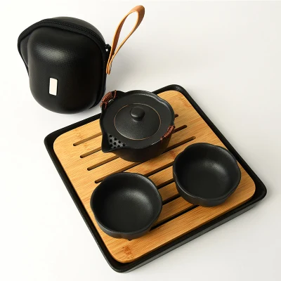 Chinese Travel Kung Fu Tea Set coffee setsCeramic Portable Teacup Porcelain Service Gaiwan Tea Cups Mug of Tea Ceremony Teapot - Цвет: Fast cup-L