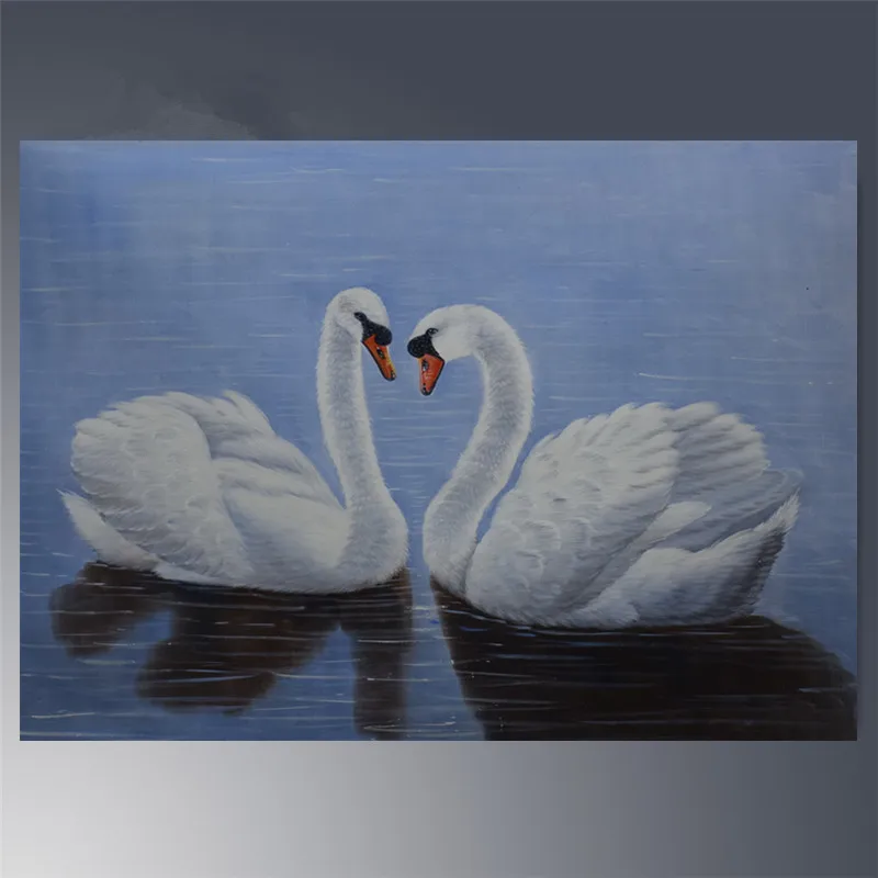 

Oil Painting on Canvas Realist Animal Wall Art for Home Decoration picture 100%Hand-painted oil painting Two swans