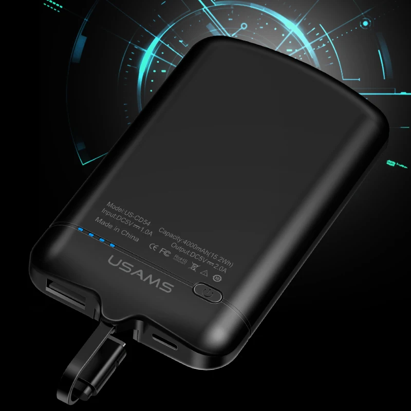 USAMS Mini 2A Nano Adsorption Back Clipped Power Bank 4000mah External Battery Charger for iPhone Android USB General | Мобильные