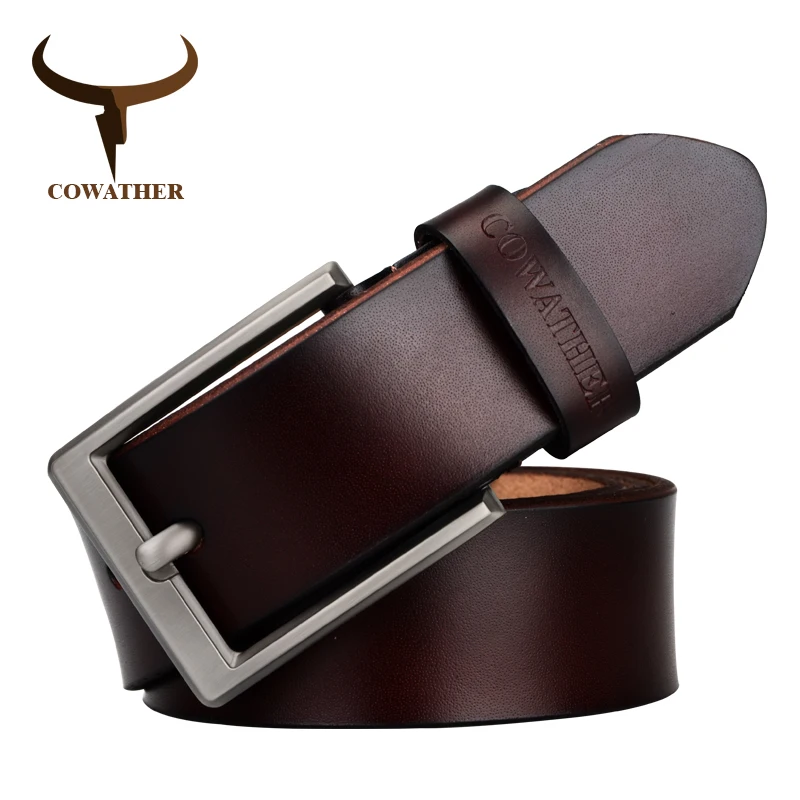 COWATHER мужская платье корова натуральная кожа классический пряжкой ремень твердые