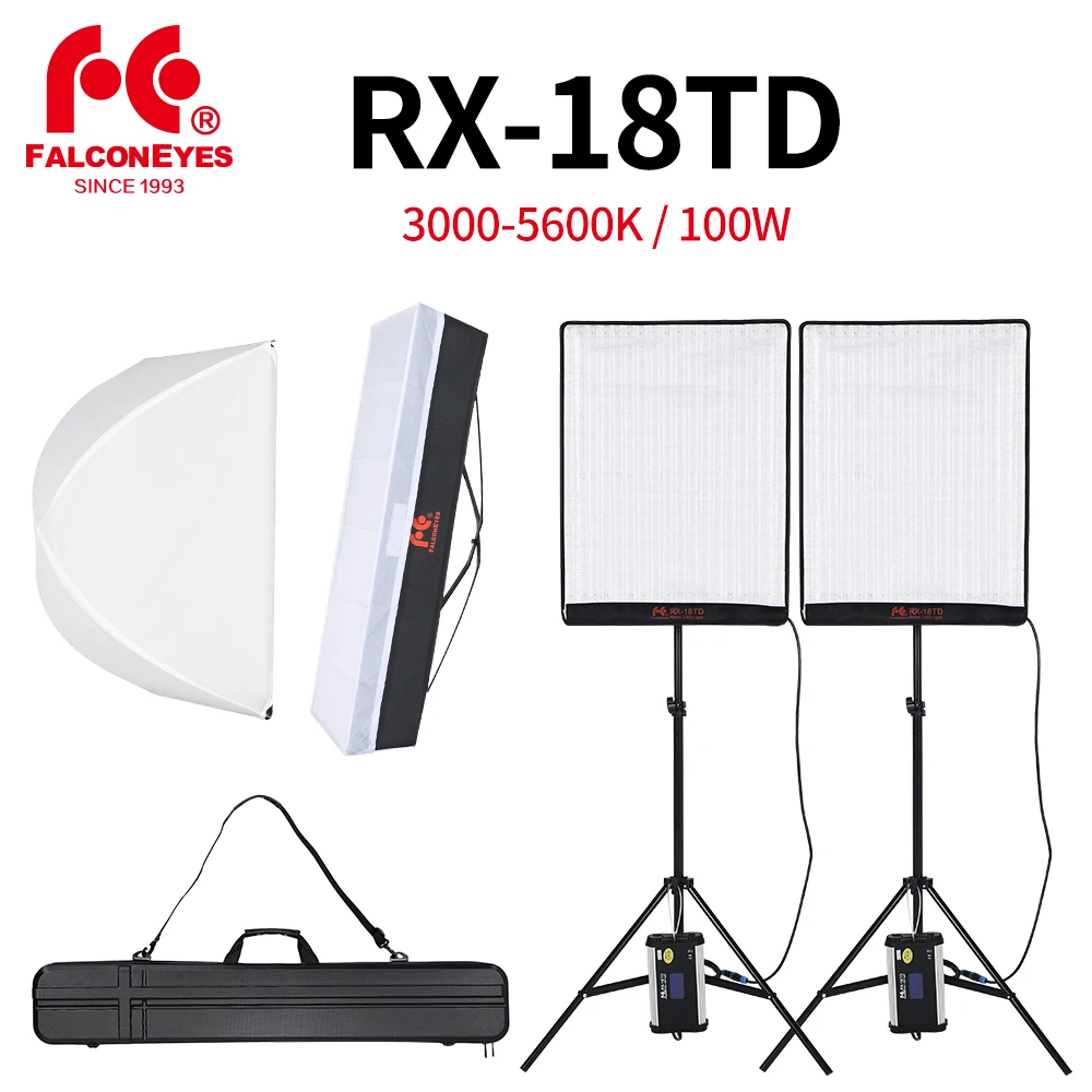 Falcon Eyes 2pcs RX 18TD 100W Светодиодная лампа с регулируемой яркостью для видеосъемки 504pcs