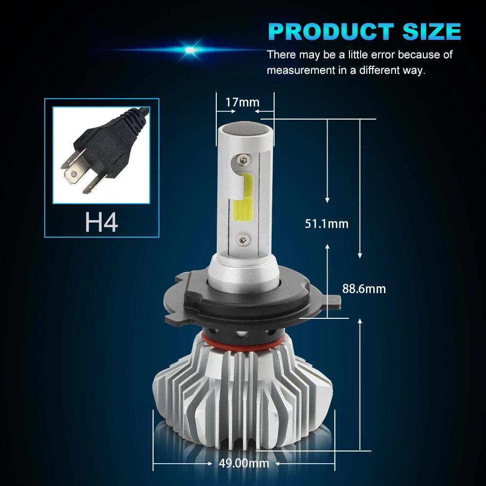 Светодиодная лампа CO светильник передняя фара H4 LED 72W ближнего/дальнего света для