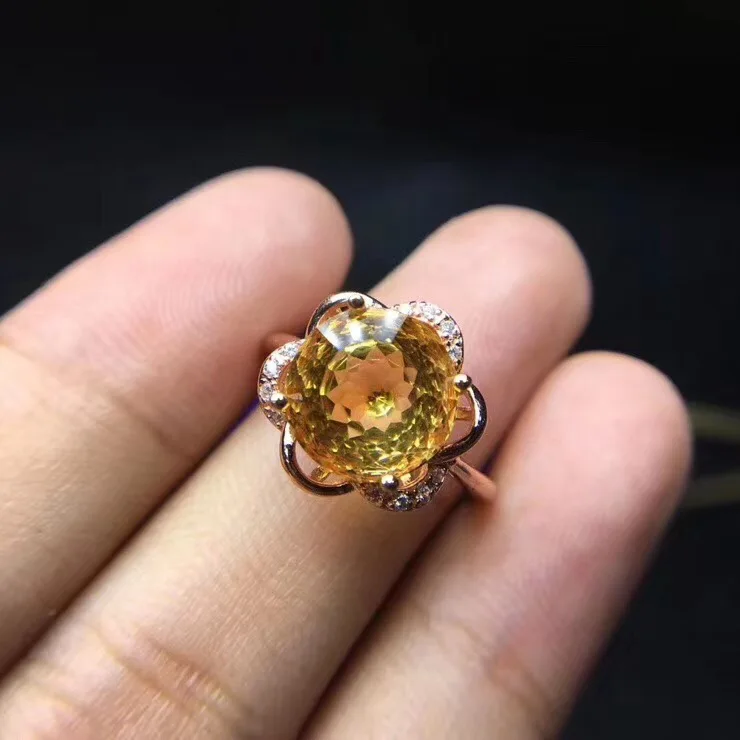

Citrine ring Natural real citrine 925 sterling silver Fine yellow crystal jewelry Handworked jewelry