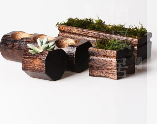 

2016Japanese style creative Natural solid wood flowerpot