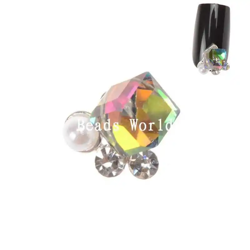 20 шт. посеребренная 3D наклейки AB цвет горный хрусталь украшения искусства ногтя