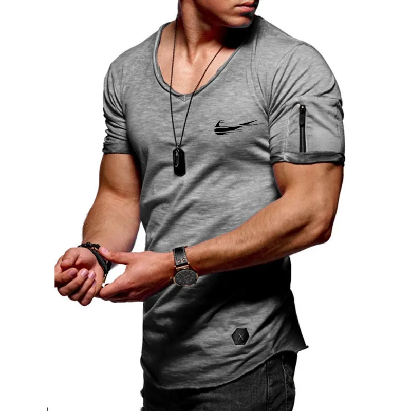 Homens Novos do Hip hop T camisa Aptidão Bodybulding camisas Verao High Street Manga Curta Zipper camisetas topos plus 2019 | Мужская