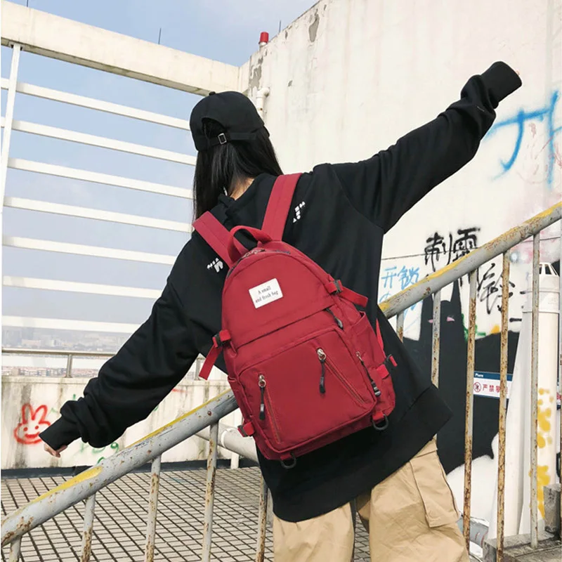 

CASMOR Casual Women Senior High College School Bag for Teenager Harajuku Preppy Style Students Backpack Girls Travel Backpack