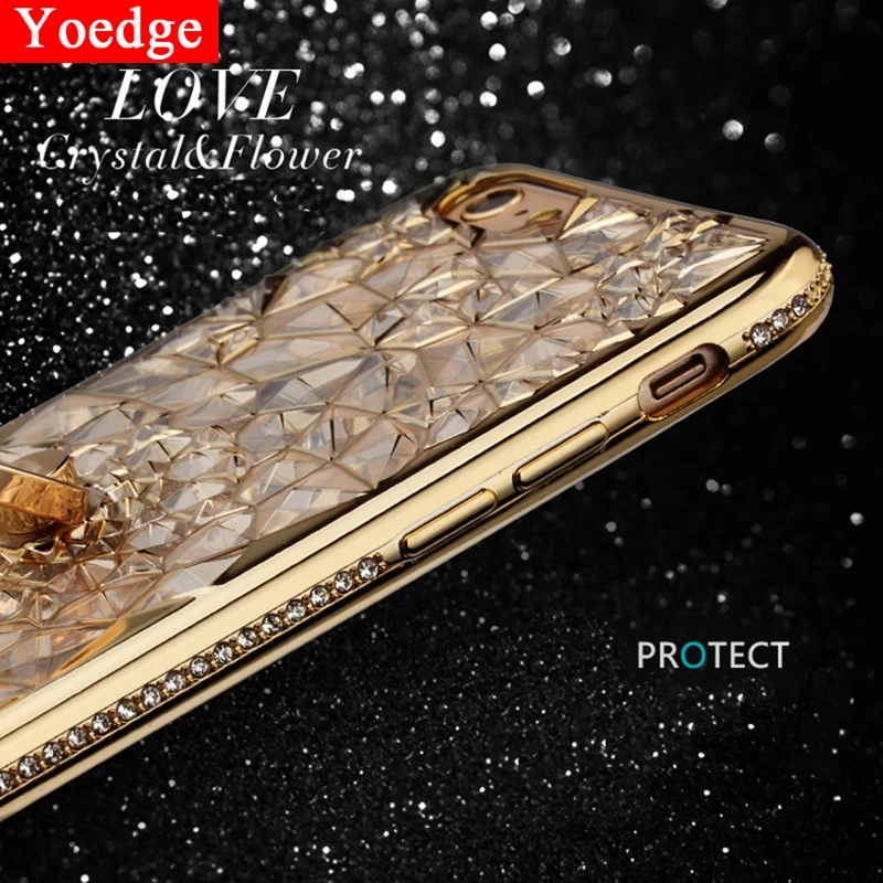 3D чехол с кристальным кольцом s для iPhone 11 Pro XS Max XR X 5 5S SE 6 6 S, чехол с золотым блеском, мягкий чехол для iPhone 7 8 Plus, Алмазный чехол