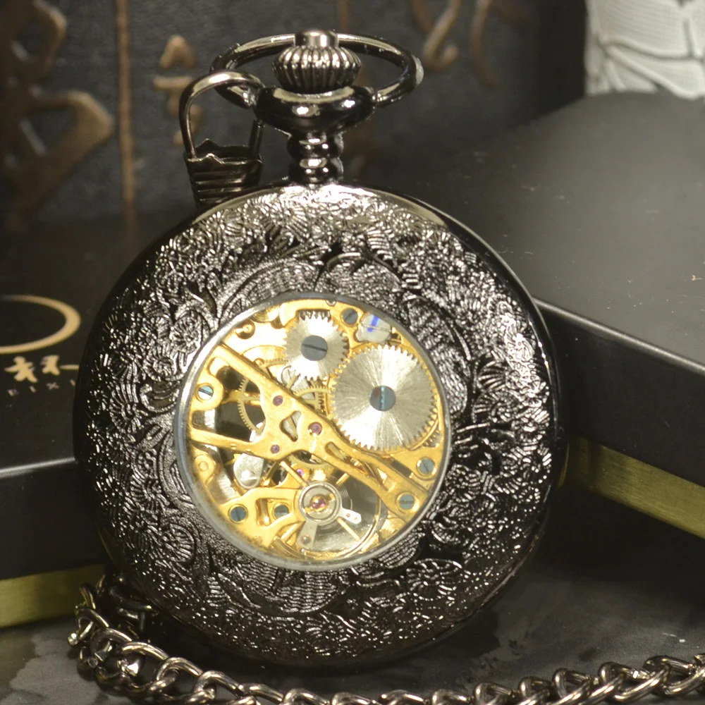Светящиеся Механические карманные часы винтажный с отверстиями в стиле стимпанк