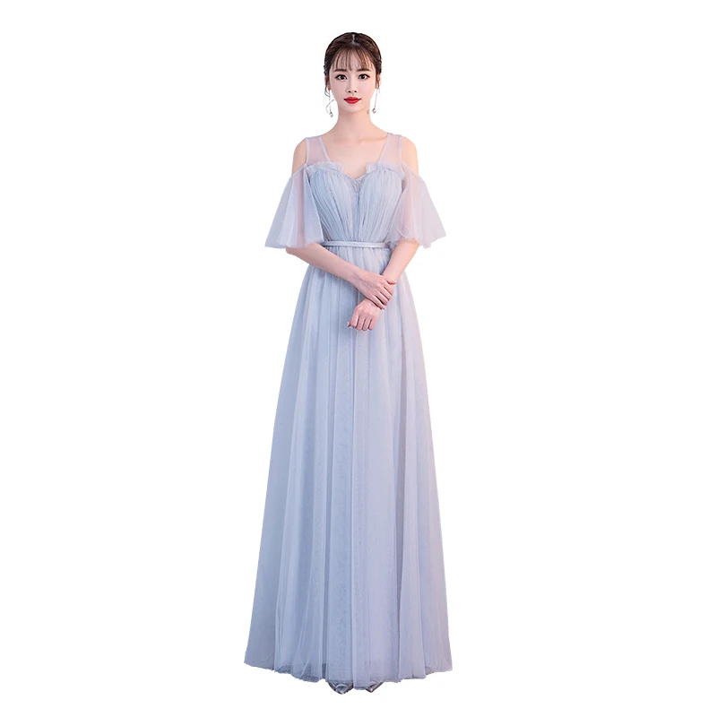 ТРАПЕЦИЕВИДНОЕ короткое платье в пол с V образным вырезом новый дизайн серого