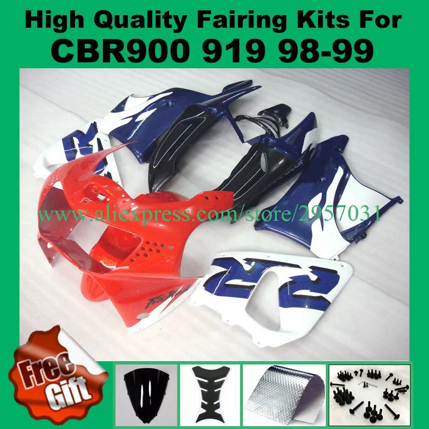 

Free screws+gifts Fairing kit for HONDA CBR900RR 919 98 99 Blue Red G359k CBR 900RR CBR900 1998 1999 ABS Fairings set