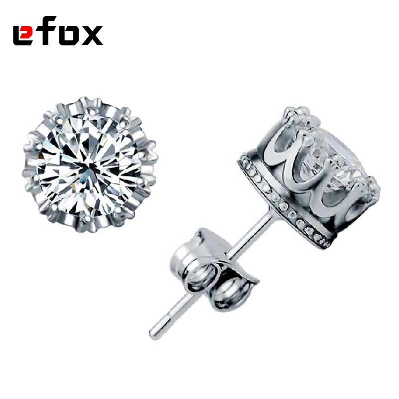 925 короны из стерлингового серебра маленькие серьги-гвоздики Винтаж серьги