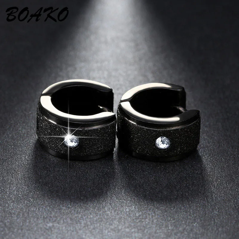 Женские маленькие серьги кольца BOAKO из нержавеющей стали с кристаллами циркония