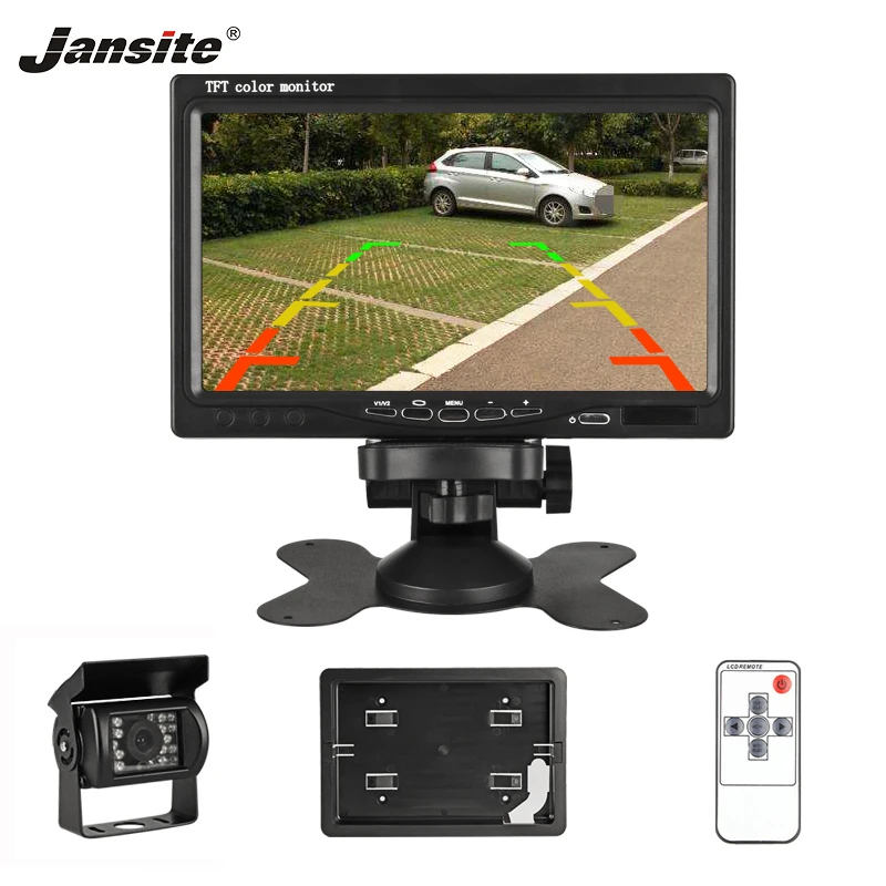 Jansite 7 дюймов TFT lcd монитор автомобиля дисплей Проводная камера s Обратная камера парковочная система для автомобиля заднего вида Мониторы два видео входа