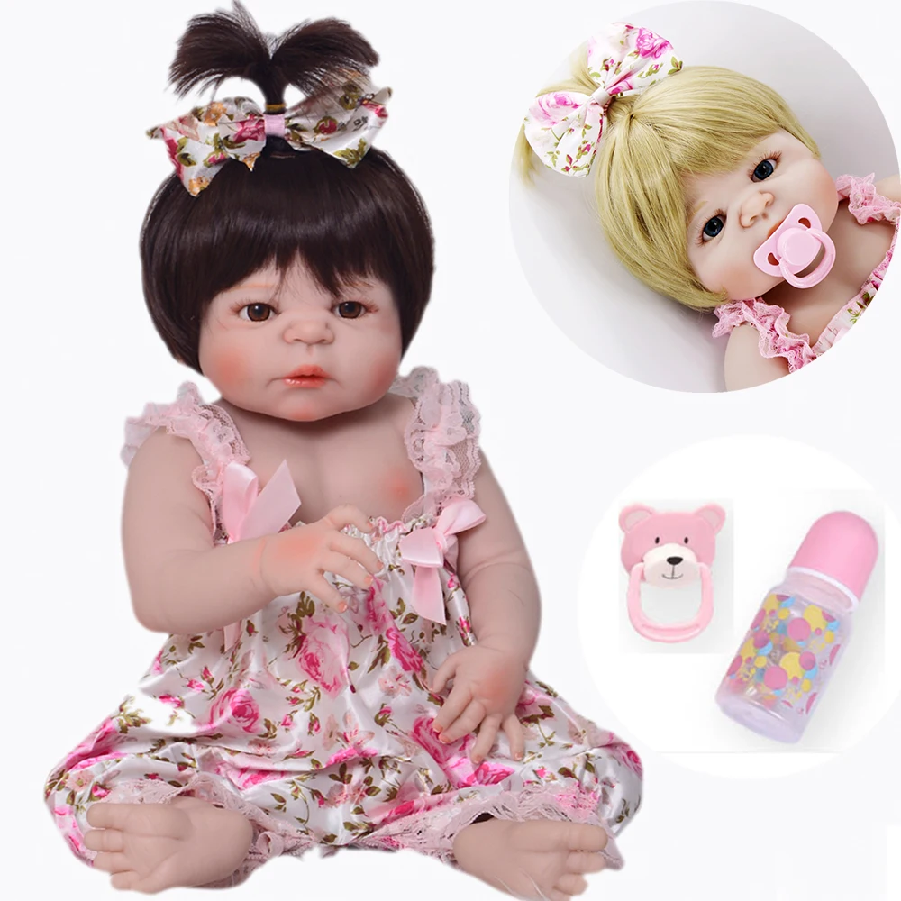 

55CM Soft Silicone Reborn Baby Doll Girl Toys Lifelike Babies Boneca Full VInyl Fashion Dolls Bebes Reborn Menina