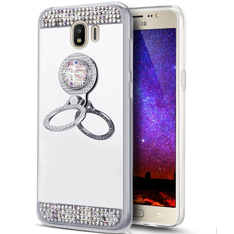 Чехол Funda A8 2018 с алмазным зеркалом мягкий силиконовый чехол для Galaxy Plus Samsung A7 A9 S9 S10e
