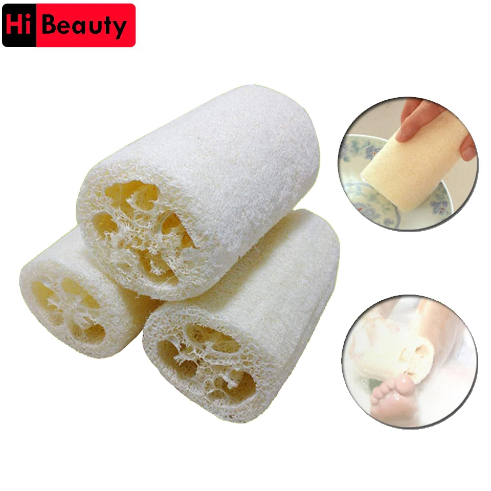 100pcs 10cm Length Natural Loofah Bath Spa Body Shower Sponge Scrubber Ponge Brush Horniness Remover Bathroom Accessories