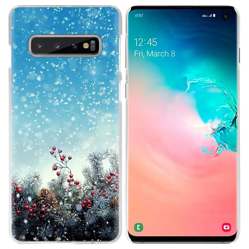Рождественская снежинка чехол для samsung Galaxy S10 5G S10e S9 S8 M30 M20 M10 J4 J6 плюс J8 Note 8 9 прозрачный жесткий чехол из пк для телефона