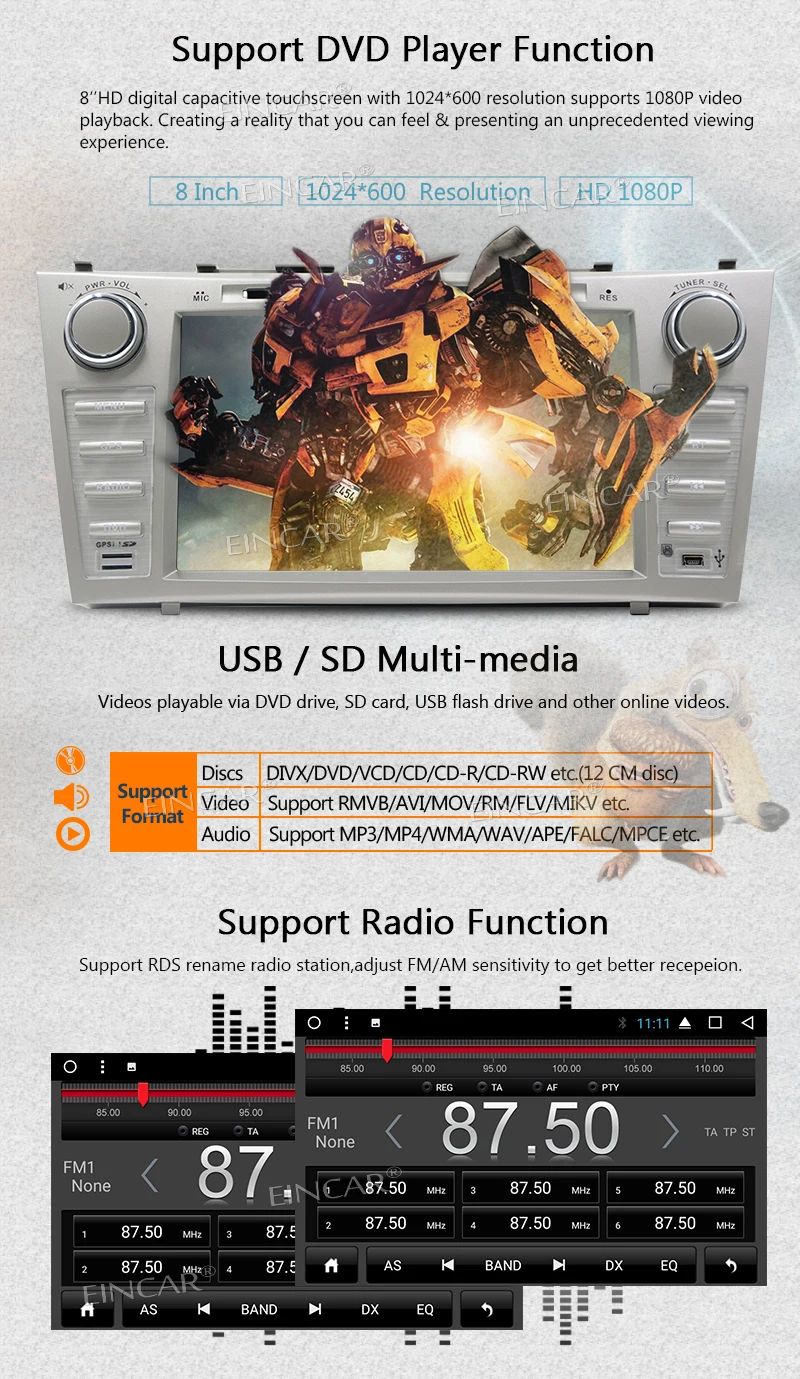 DVD автомобильная стереосистема Bluetooth и gps навигации для Toyota Camry 8 дюймов Сенсорный