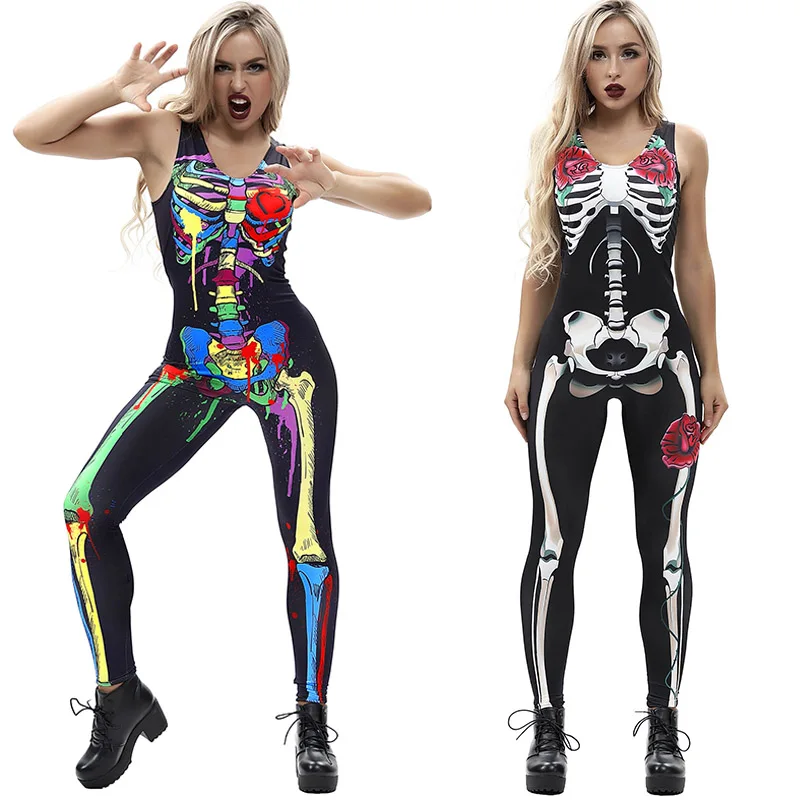 Подарок на Хэллоуин Для женщин печати летом рукавов Тощий большой Сизет череп