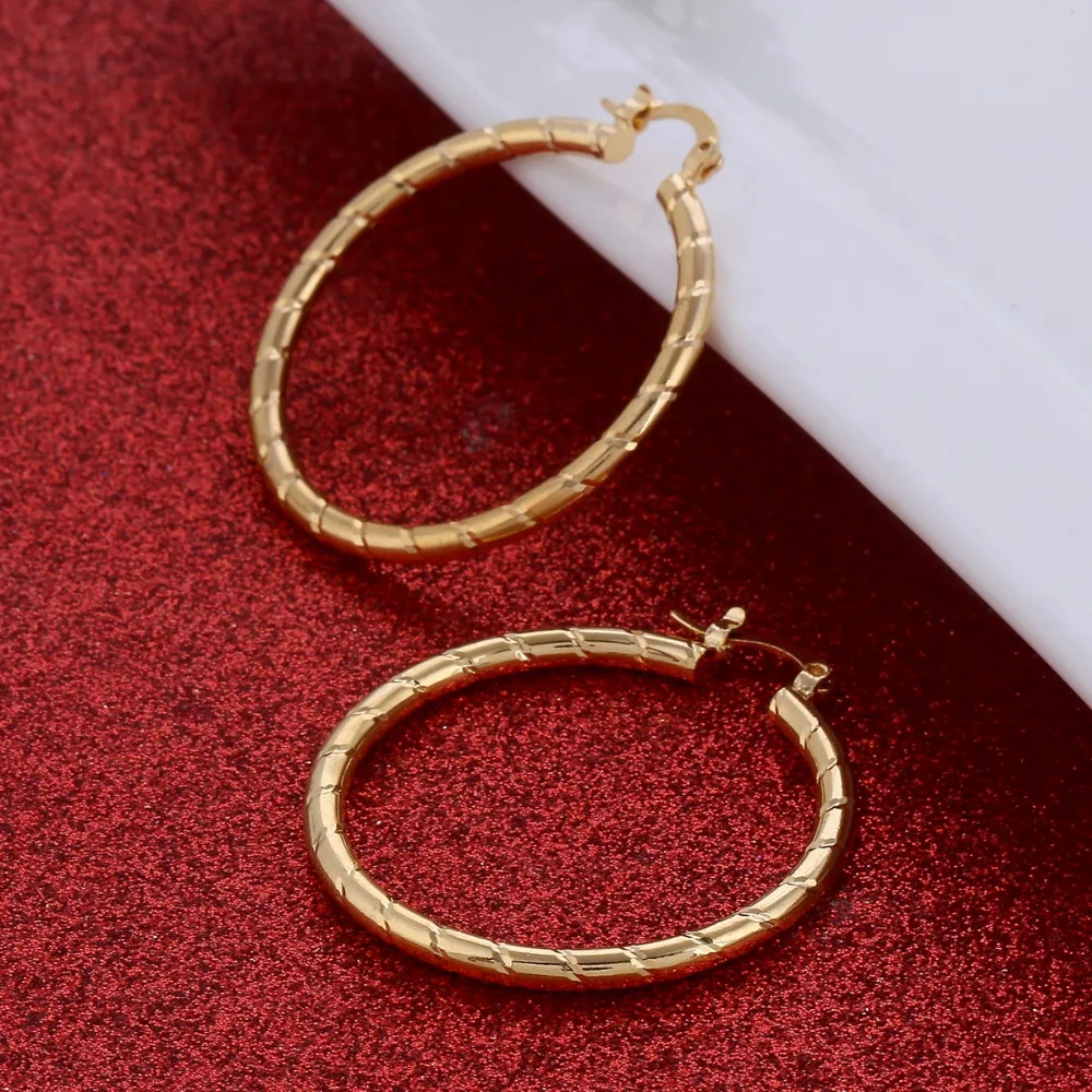 Gold Color Earrings For Women 40mm Round Stud Earing Statement Wedding Wholesale Jewelry | Украшения и аксессуары