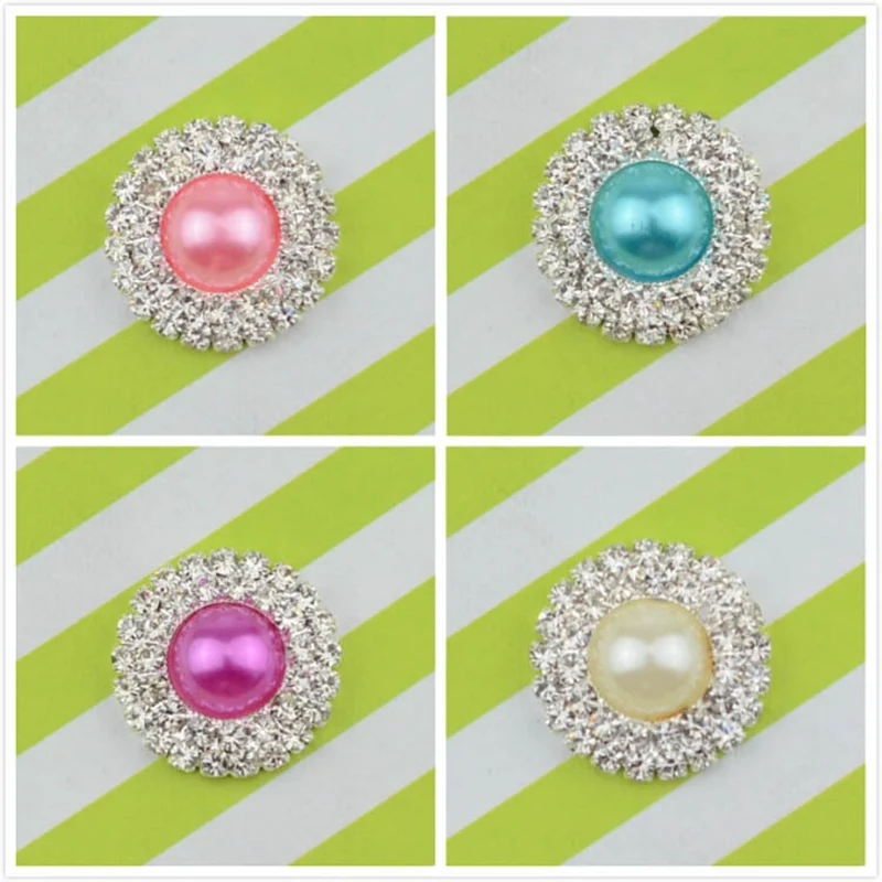 Wedding Invitation Culvert Decoration 10 pcs 25mm Double Row DIY Pearl Diamond Button Drill Baby Hair Accessories 16 mix color | Дом и сад