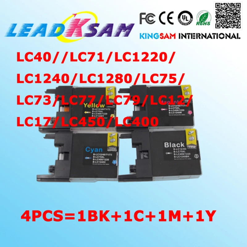 4 шт. LC71 LC40 LC1220 LC1240/LC1280/LC75/LC73/LC77/LC79/LC12/LC17/LC450/LC400 чернильный картридж для