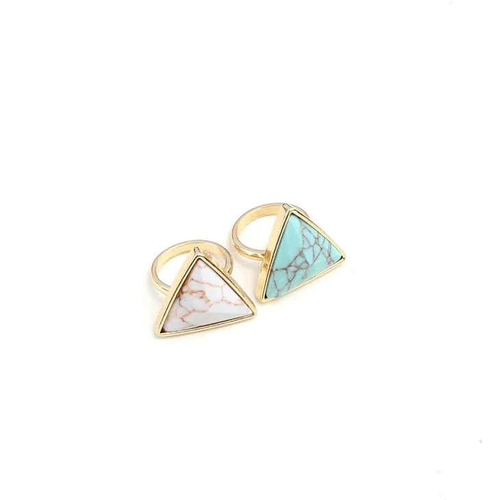 Новинка 2017 Лидер продаж женское кольцо треугольное Howlite модное геометрическое