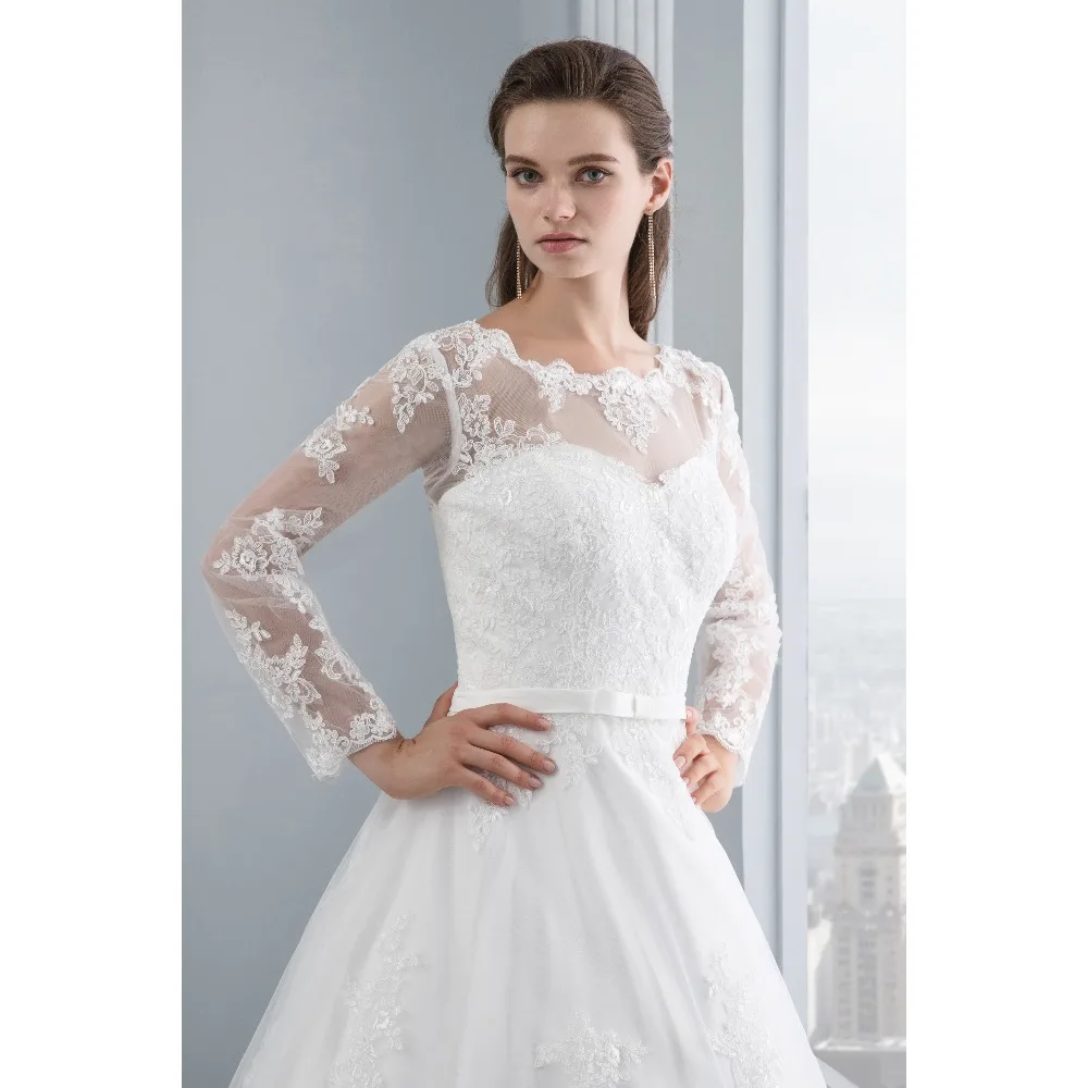 Miaoduo, длинные рукава, Кружевная аппликация, низкая спина, а-силуэт, vestido de noiva, свадебные платья, vestido de noiva abito da sposa, на заказ