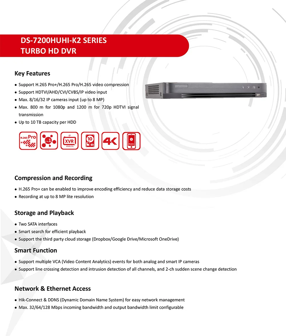 Hikvision 16CH 5 в 1 AHD DVR DS-7216HUHI-K2 Поддержка CVBS TVI CVI AHD аналоговые IP камеры P2P Облако H.265 HDMI видео рекордер