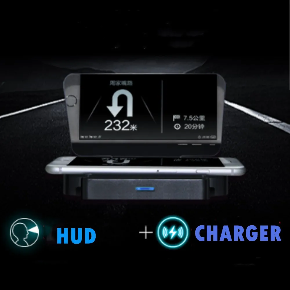 

For Universal Car HUD Holder Head Up Display Projector Bracket and wireless charger for mobile phone Head to head safe driving
