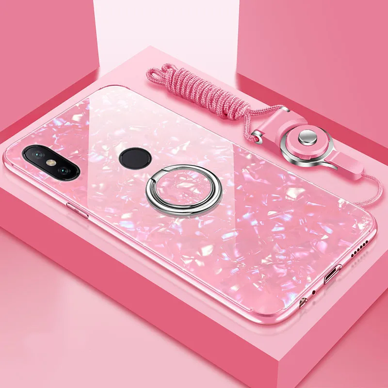 pink Чехол для Xiaomi redmi note 7 note 6 7pro из мягкого ТПУ и твердого закаленного стекла, чехлы для Xiaomi redmi note 7 6 - Цвет: pink