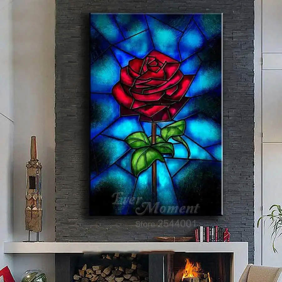 Ever Moment-pintura de pared de mosaico de diamantes de rosa roja, bricolaje, 5D, bordado de rosas rojas, arte de flores, ASF827-1